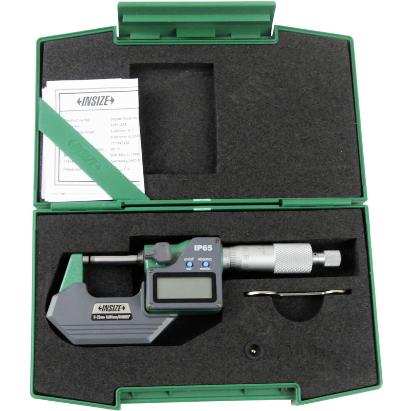 DIGITAL OUTSIDE MICROMETER - INSIZE 3101-25A 0-25mm / 0-1"