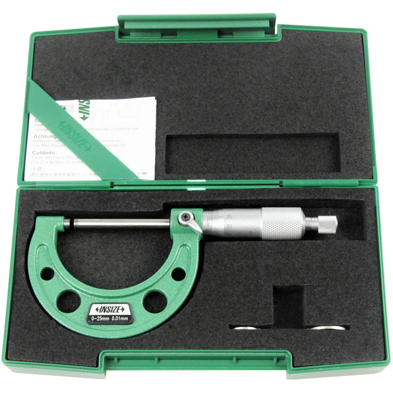 LONG SPINDLE OUTSIDE MICROMETER - Insize 3209-25 0-25mm