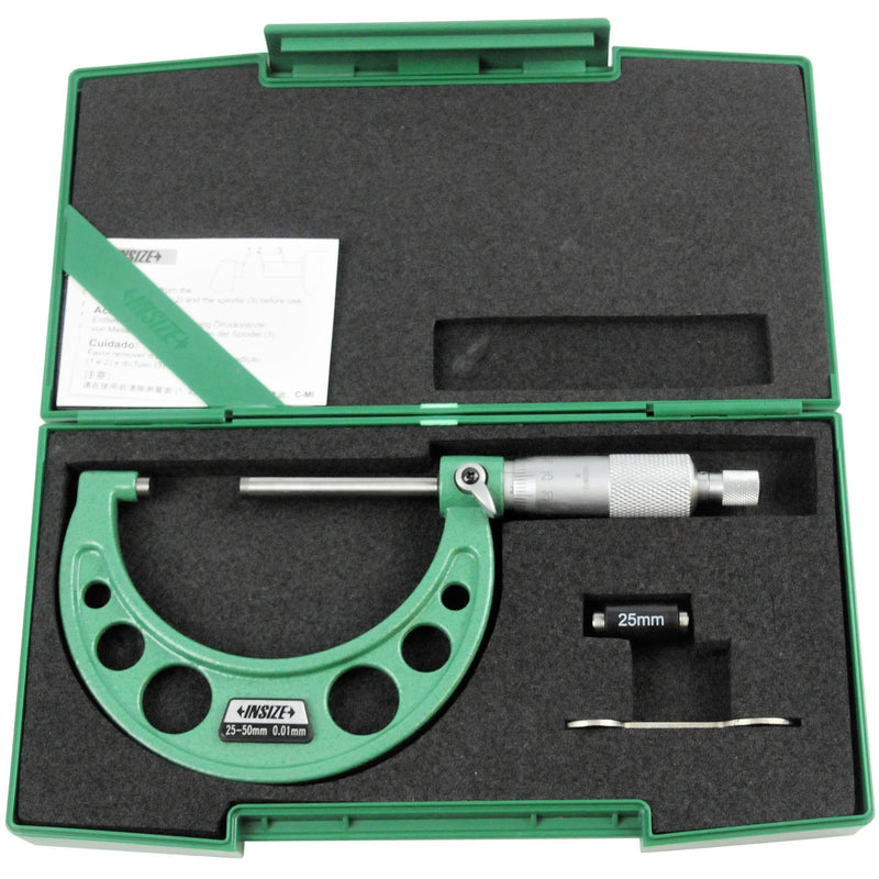 LONG SPINDLE OUTSIDE MICROMETER - Insize 3209-50 25-50mm