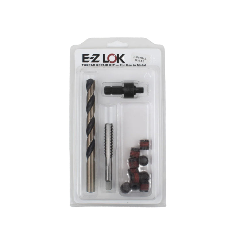 E-Z Lok M10 Thread Repair Kit with precision tools and components for repairing damaged threads in thin-walled materials, ensuring strong and reliable fixes.