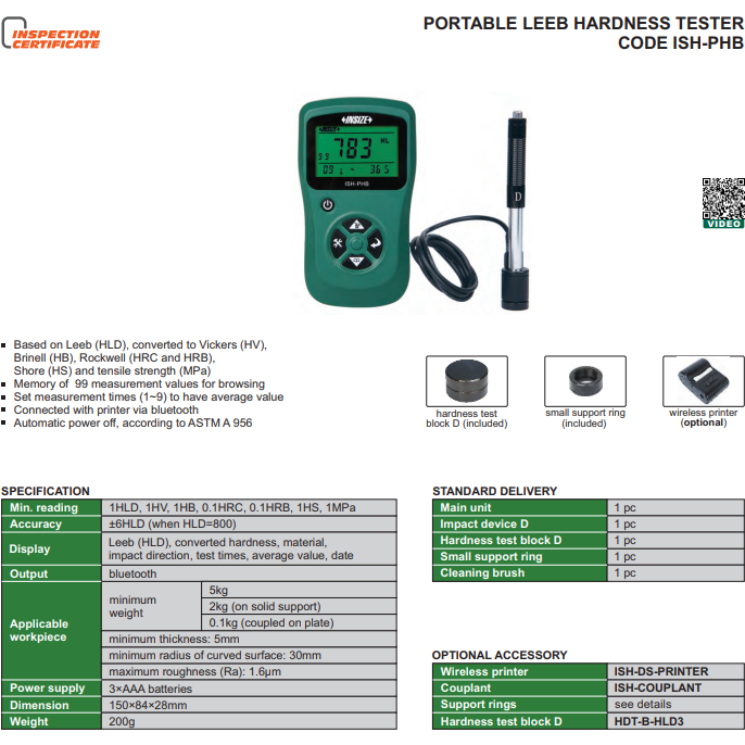 PORTABLE LEEB HARDNESS TESTER - ISH-PHB