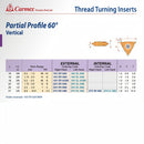 Carmex Partial Profile 60° Vertical Thread Turning Insert 11 ER A60