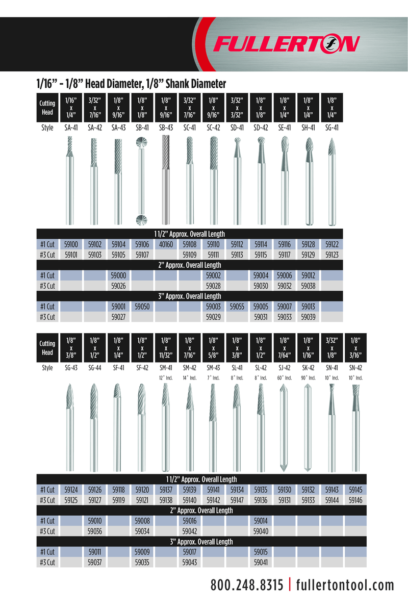 CARBIDE BURR - Fullerton 1/8" SD42