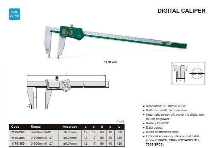 DIGITAL CALIPER - INSIZE 1170-200 0-200mm / 0-8"