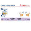 CARMEX PRECISION TOOLS LTD Carmex Internal Right Hand V-0.040 Oil Thread Turning Insert 5 TPI / 22 IR 5 API 403 BLU