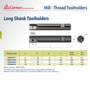 CARMEX PRECISION TOOLS LTD Carmex Threadmill Long Shank Toolholder 48mm Cut. SR0048R40
