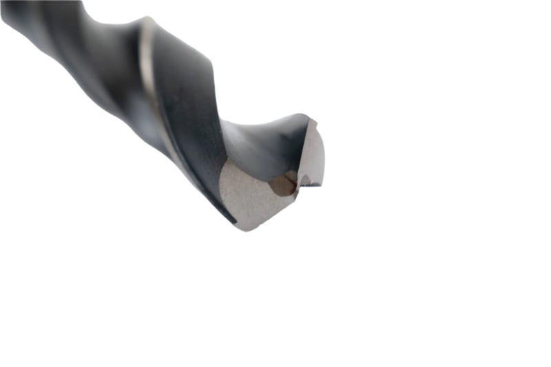 Close-up view of the drill point on an 18mm HEPYC Morse taper drill, showing sharp cutting edges for precise drilling.