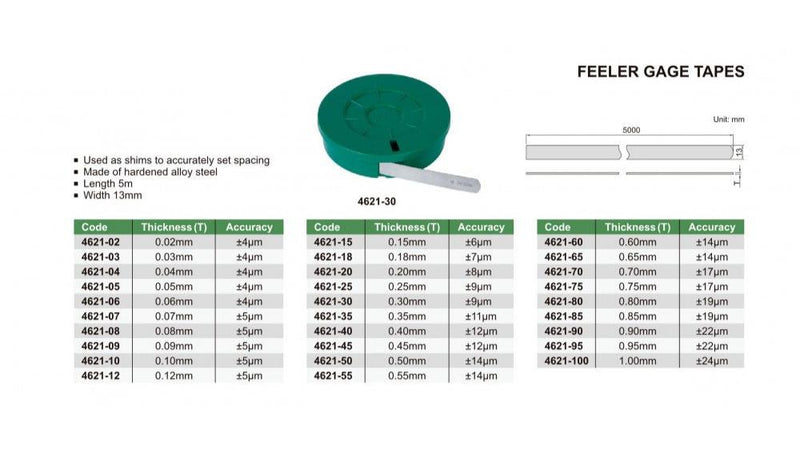 FEELER GAUGE TAPE - INSIZE 4621-12 0.12mm