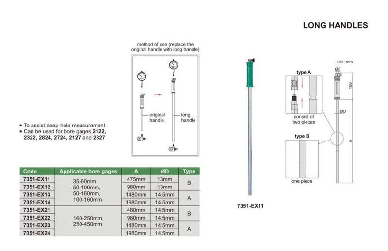 LONG HANDLE - INSIZE 7351-Ex14 1980mm