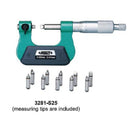 INSIZE CO INSIZE 3281-S25 Metric Screw Thread Micrometer – 0-25mm Range, 6 Tip Sets Included, 60° Threads