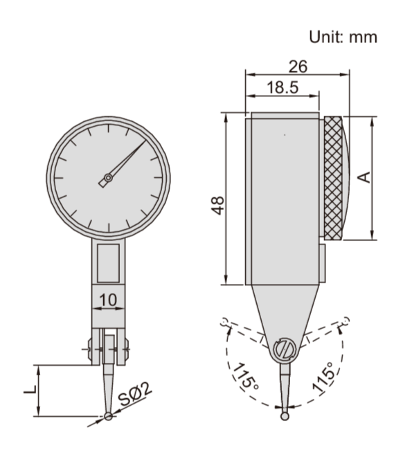 Dial Test Indicator 0.8mm INSIZE 2381-08 Precision Tool