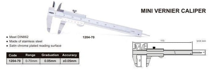 VERNIER CALIPER - INSIZE 1204-70 0-70mm