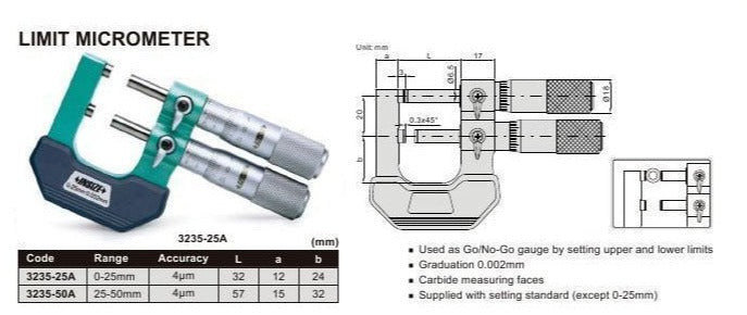 LIMIT MICROMETER - INSIZE 3235-50A 25-50mm