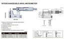 INTERCHANGEABLE ANVIL MICROMETER - INSIZE 3262-50A 25-50mm