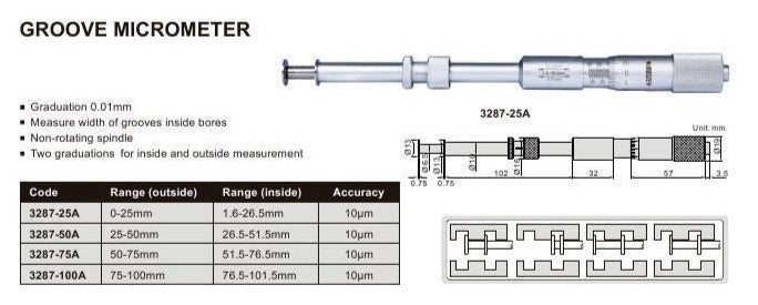 GROOVE MICROMETER - INSIZE 3287-3 2-3"