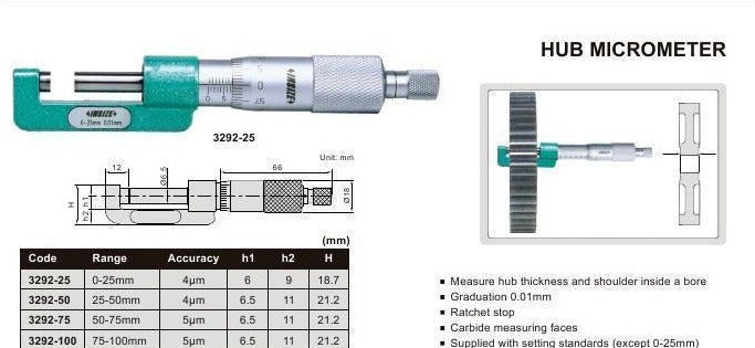 HUB MICROMETER - INSIZE 3292-50 25-50mm