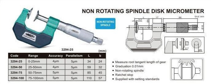 DISC MICROMETER - INSIZE 3294-1 0-1"