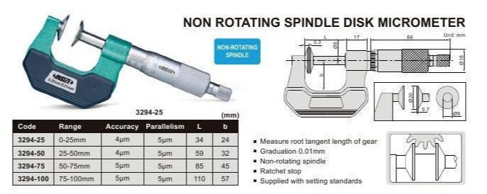 DISC MICROMETER - INSIZE 3294-25 0-25mm