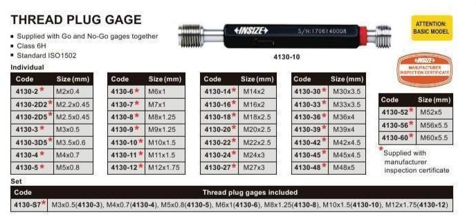 M2.5x0.45mm | Thread Plug Gauge | 4130-2D5