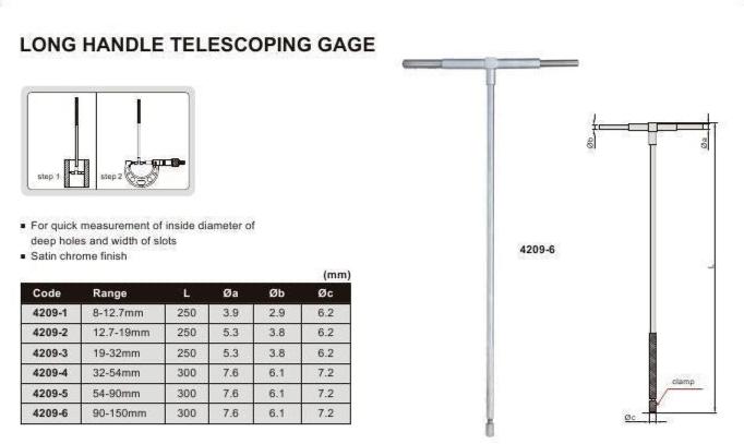 LONG HANDLE TELESCOPIC GAUGE | 32 - 54mm | INSIZE 4209-4