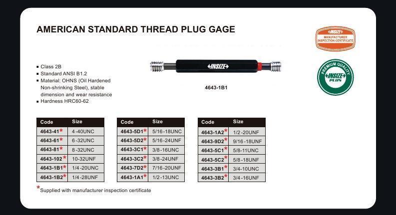 5/16-24UNF | American Thread Plug Gauge | 4643-5D2