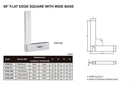 90 DEGREE FLAT EDGE SQUARE - INSIZE 4792-75 75X50mm