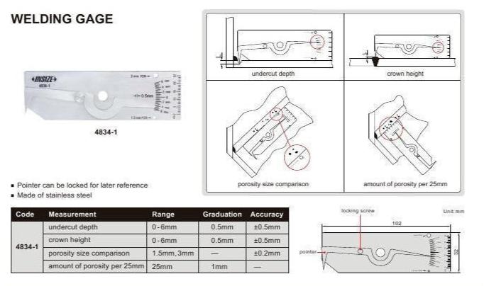 WELDING GAUGE - INSIZE 4834-1