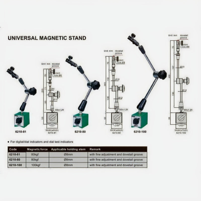 UNIVERSAL MAGNETIC STAND - INSIZE 6210-81 80Kg