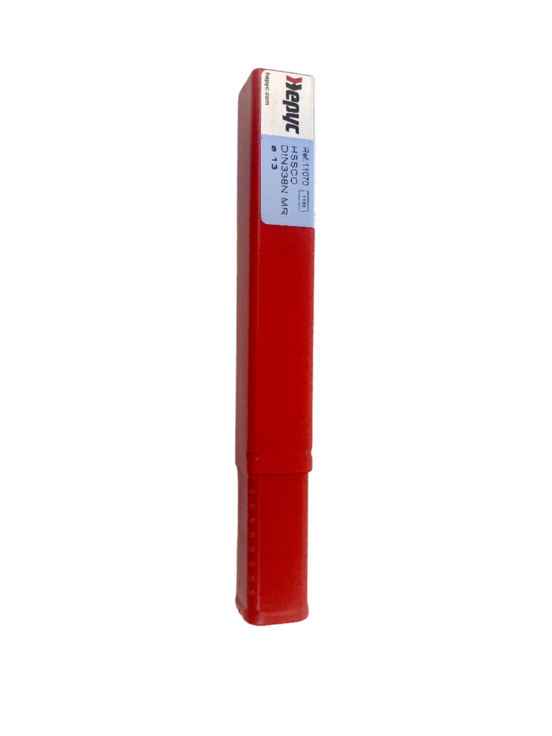 Image of the plastic box packaging for the 13mm HEPYC reduced shank cobalt drill, designed for secure storage and easy access to the tool.