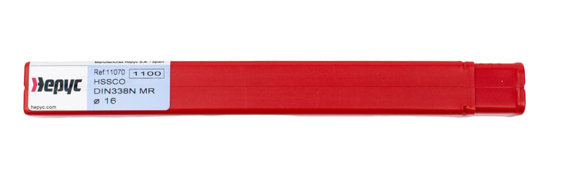 Image of the plastic box packaging for the 16mm HEPYC reduced shank cobalt drill, offering secure storage and easy access to the tool.
