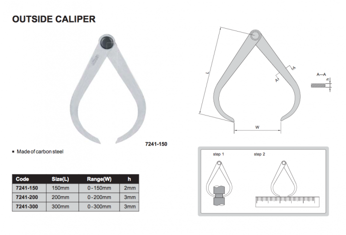 OUTSIDE CALIPER - INSIZE 7241-300 300mm