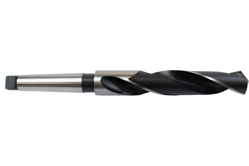 Side view of a 30mm HEPYC Morse taper drill emphasizing the smooth finish and precision ground flutes