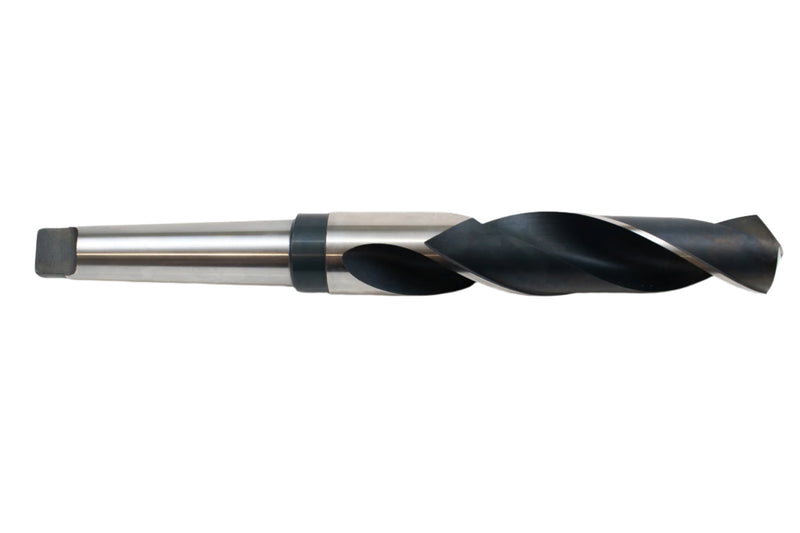 Side view of a 39mm HEPYC Morse taper drill emphasizing the smooth finish and precision ground flutes.