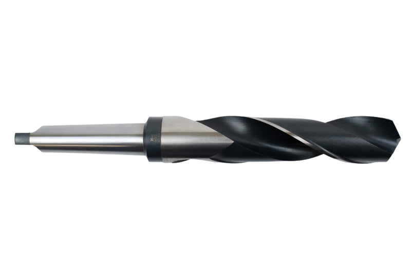 Side view of a 45mm HEPYC Morse taper drill showing the tapered shank and cylindrical body.
