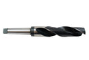 Side view of a 45mm HEPYC Morse taper drill emphasizing the smooth finish and precision ground flutes.