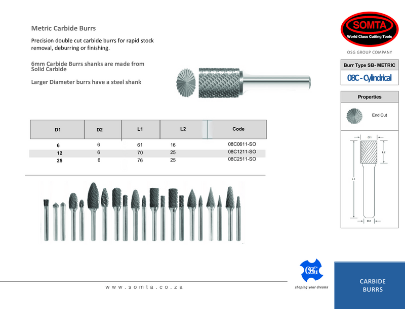 METRIC CARBIDE BURR -Somta 12mm SB5M