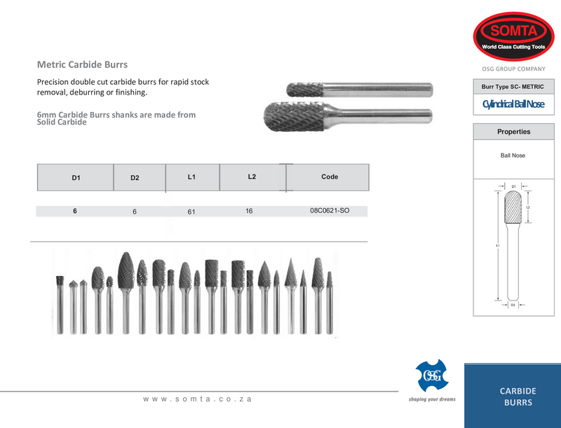 METRIC CARBIDE BURR - Best Carbide 6mm SC1M