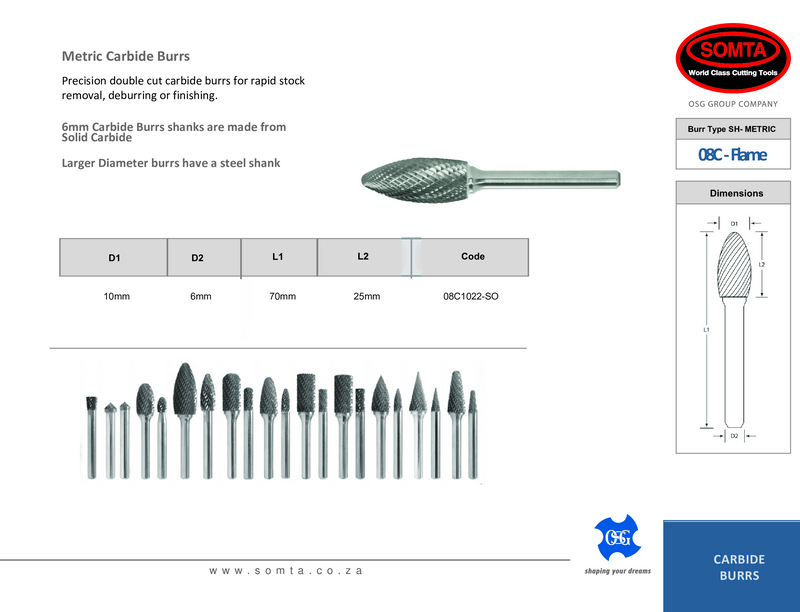 METRIC CARBIDE BURR - Somta 10mm SH2M