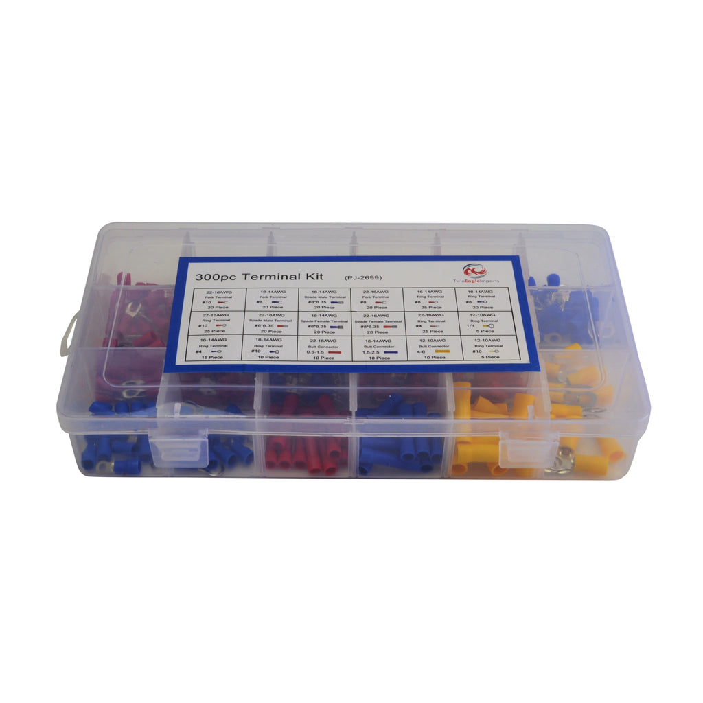 Fact Kit Terminal 300pc 12/24 Insulated Electrical Wire Terminal Connector Kit