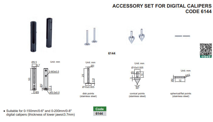 ACCESSORY SET FOR DIGITAL CALIPER - 6144