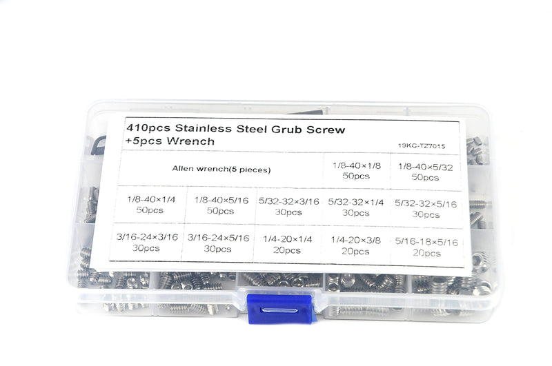 410 pcs Stainless Set Screw (Imperial) M3 - M8