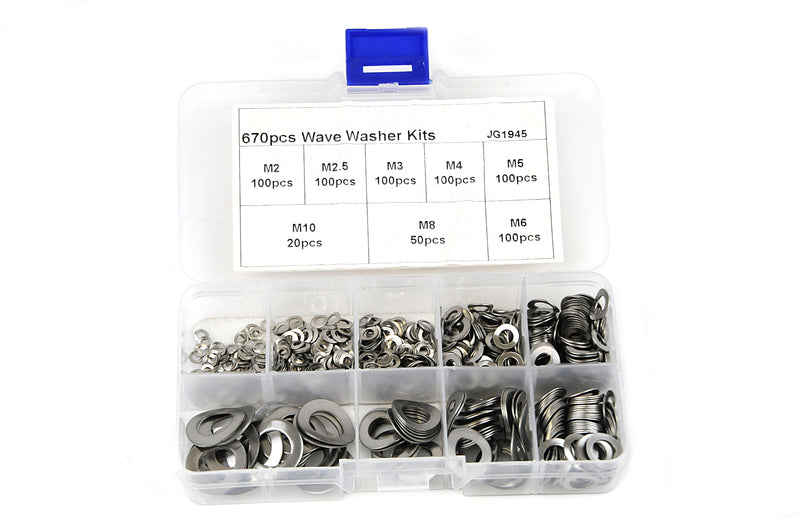 670pcs Stainless Steel 304 Sliver Wave Spring Washer Kits