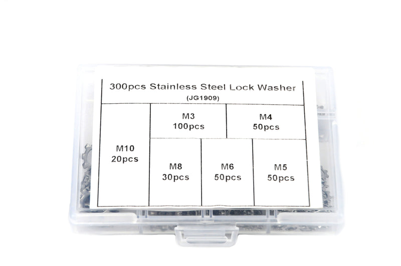 300 Pcs Stainless Steel Lock Washer Spring Split Kit