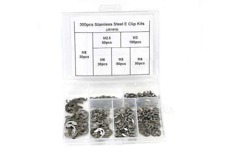 300pc Stainless Steel E Clip Circlip Retaining Washer