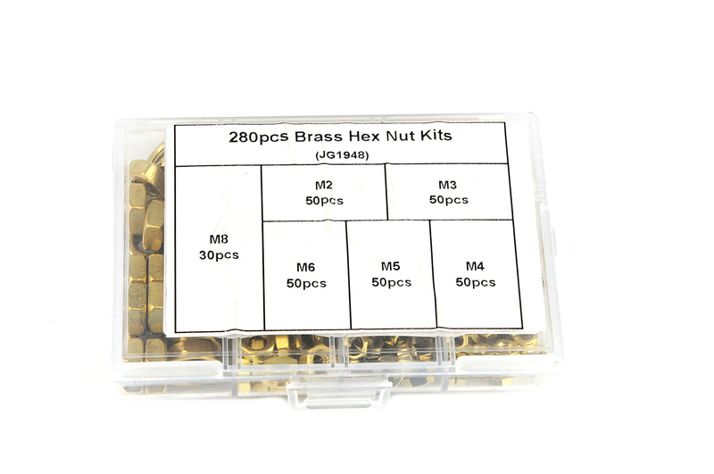 280 pc Brass Nut Copper Hex Nut Kit