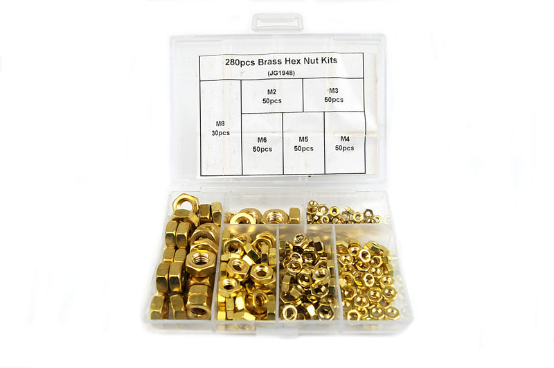 280 pc Brass Nut Copper Hex Nut Kit