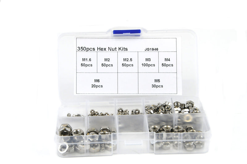 350 pcs Stainless Steel A2 Hex Nut Kit