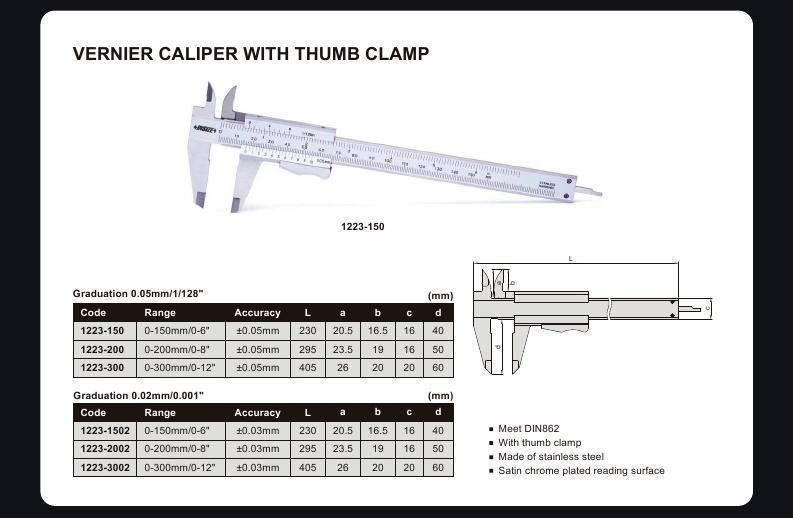 VERNIER CALIPER | 0 - 300mm x 0.02mm | INSIZE 1223-3002
