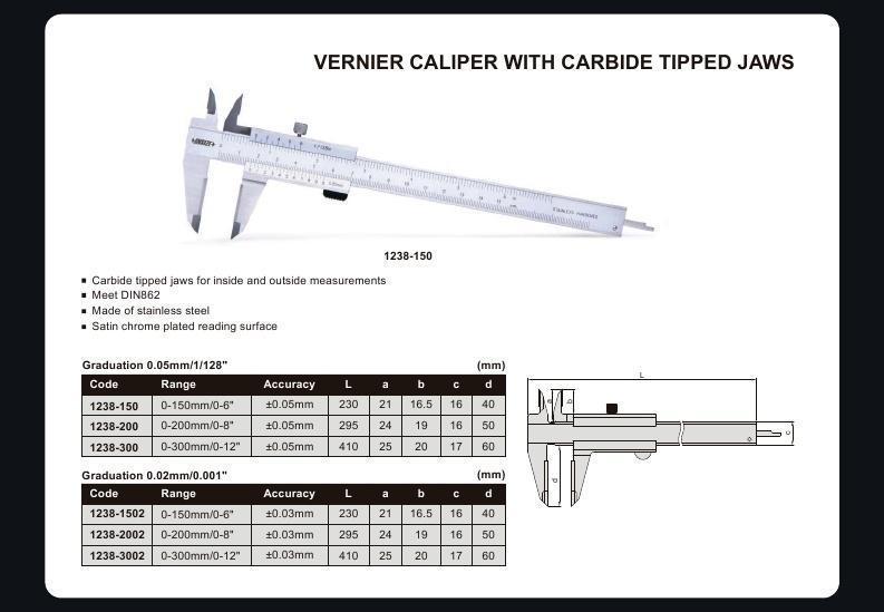 VERNIER CALIPER | 0 - 150mm / 0 - 6" | INSIZE 1238-1501