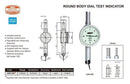 ROUND BODY DIAL TEST INDICATOR | 0 - 0.8mm x 0.01mm | INSIZE 2391-08